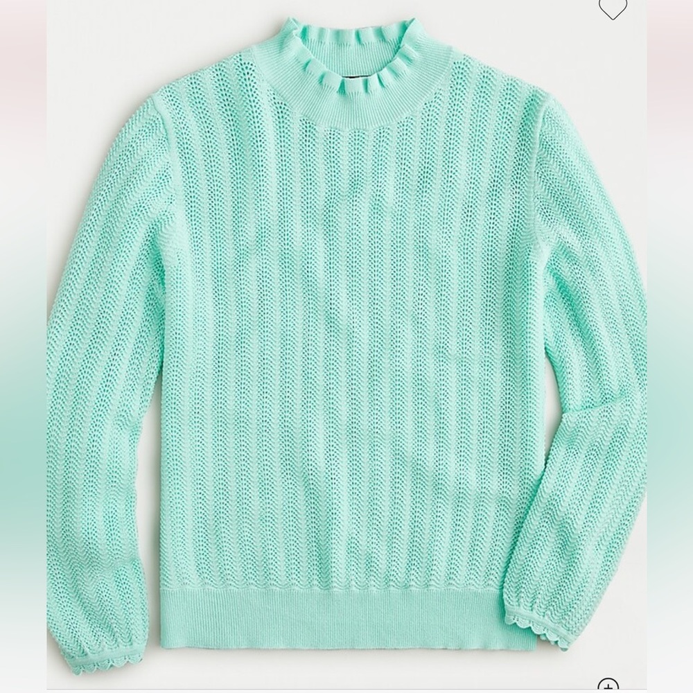 J.Crew pointelle ruffle mockneck sweater